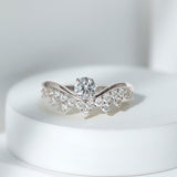 Lab Grown Diamond Curved Engagement Ring 925 Sterling Silver