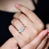 Lab Grown Diamond Curved Engagement Ring 925 Sterling Silver