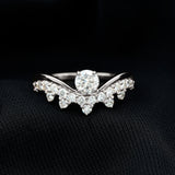 Lab Grown Diamond Curved Engagement Ring 925 Sterling Silver