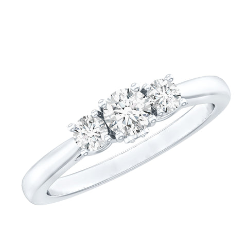 Lab Grown Diamond 3 Stone Promise Ring 925 Sterling Silver
