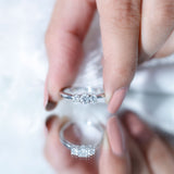 Lab Grown Diamond 3 Stone Promise Ring 925 Sterling Silver
