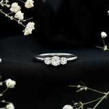 Lab Grown Diamond 3 Stone Promise Ring 925 Sterling Silver