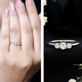 Lab Grown Diamond 3 Stone Promise Ring 925 Sterling Silver