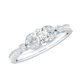 Lab Grown Diamond Vintage Engagement Ring 925 Sterling Silver