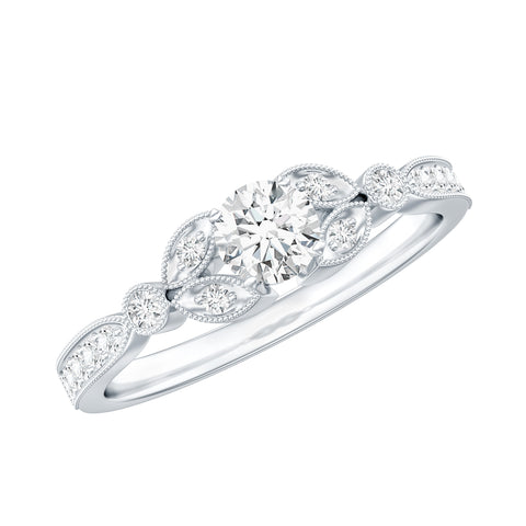 Lab Grown Diamond Vintage Engagement Ring 925 Sterling Silver