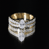 Lab Grown Diamond Pear Engagement Ring With Enhancer 925 Sterling Silver