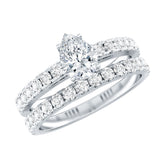 Lab Grown Diamond Pear Engagement Ring With Enhancer 925 Sterling Silver