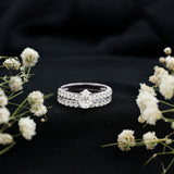 Lab Grown Diamond Pear Engagement Ring With Enhancer 925 Sterling Silver
