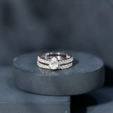 Lab Grown Diamond Pear Engagement Ring With Enhancer 925 Sterling Silver
