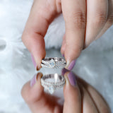 Lab Grown Diamond Pear Engagement Ring With Enhancer 925 Sterling Silver