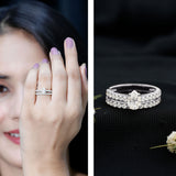 Lab Grown Diamond Pear Engagement Ring With Enhancer 925 Sterling Silver