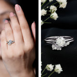 1 Ct Lab Grown Diamond Bridal Ring Set 925 Sterling Silver