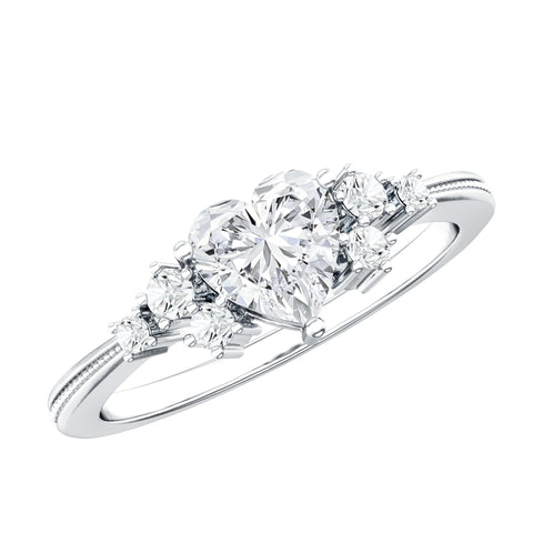 Lab Grown Diamond Heart Engagement Ring 925 Sterling Silver