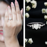 Lab Grown Diamond Heart Engagement Ring 925 Sterling Silver