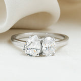 1.5 Carat Lab Grown Diamond Toi Et Moi Engagement Ring 925 Sterling Silver