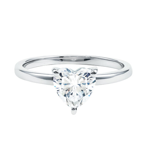 Lab Grown Diamond Heart Shape Engagement Ring 925 Sterling Silver