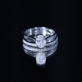 Lab Grown Diamond Oval Engagement Ring with Wedding Band  925 Sterling Silver