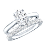 Lab Grown Diamond Oval Engagement Ring with Wedding Band  925 Sterling Silver