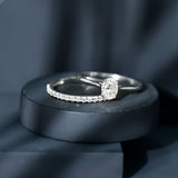 Lab Grown Diamond Oval Engagement Ring with Wedding Band  925 Sterling Silver