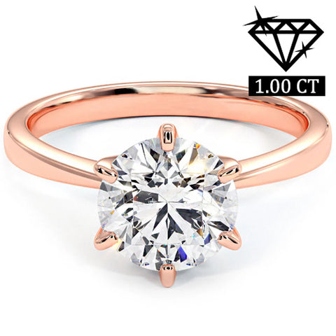 Guaranteed lowest price on Internet !- Ring - 14 kt. Rose gold - 1.00 ct. tw. Genuine Round Brilliant Cut Diamond (Lab-grown) - EX (IDeal Cut)