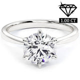 Guaranteed lowest price on Internet !- Ring - 14 kt. White gold - 1.00 ct. tw. Genuine Round Brilliant Cut Diamond (Lab-grown) - EX (IDeal Cut)