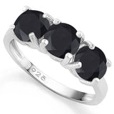 2.81 CARAT GENUINE BLACK SAPPHIRE 925 STERLING SILVER BAND RING