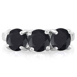 2.81 CARAT GENUINE BLACK SAPPHIRE 925 STERLING SILVER BAND RING