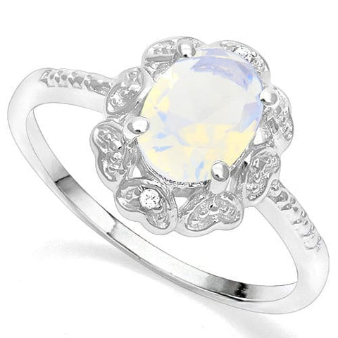 1.00 CT CREATED ETHIOPIAN OPAL & DIAMOND 925 STERLING SILVER COCKTAIL RING wholesalekings wholesale silver jewelry