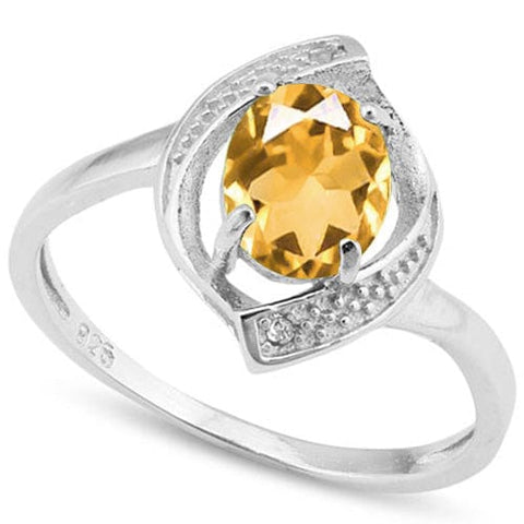 1.04 CT CITRINE & DIAMOND 925 STERLING SILVER RING wholesalekings wholesale silver jewelry