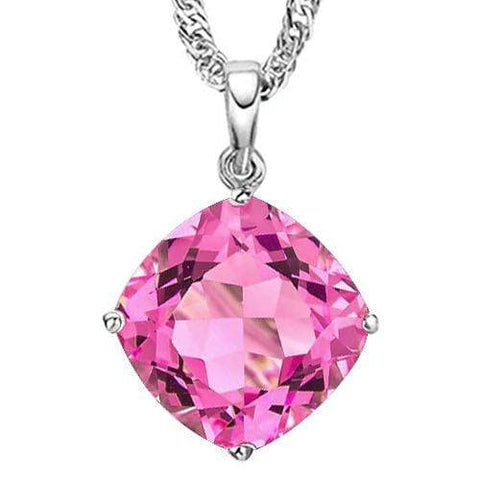 1.12 CT CREATED PINK SAPPHIRE 10KT SOLID WHITE GOLD PENDANT wholesalekings wholesale silver jewelry