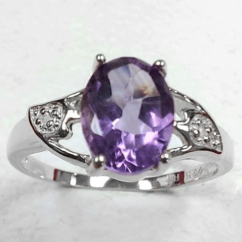 1.19 CT AMRTHYST & DIAMOND 925 STERLING SILVER RING wholesalekings wholesale silver jewelry