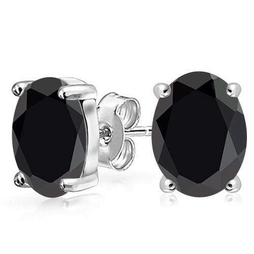 7.0mm Lab-Created Black Sapphire Bead Frame Stud Earrings in Sterling  Silver | Peoples Jewellers