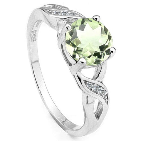 1.24 CT GREEN AMETHYST & DIAMOND 925 STERLING SILVER RING wholesalekings wholesale silver jewelry