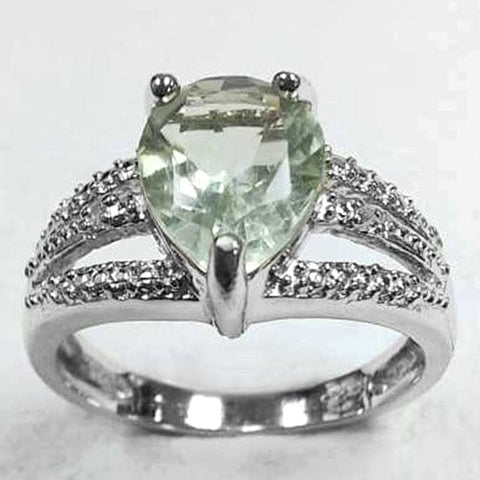 1.50 CT GREEN AMETHYST & DIAMOND 925 STERLING SILVER RING wholesalekings wholesale silver jewelry