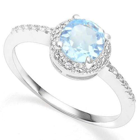 1.56 CT BABY SWISS BLUE TOPAZ & DIAMOND 925 STERLING SILVER COCKTAIL RING - Wholesalekings.com