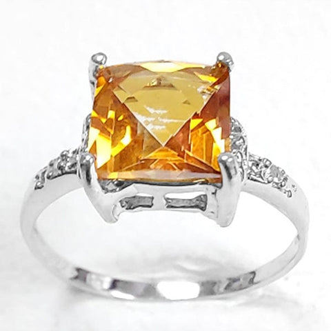 1.58 CT YELLOW MYSTIC GEMSTONE & DIAMOND 925 STERLING SILVER RING wholesalekings wholesale silver jewelry