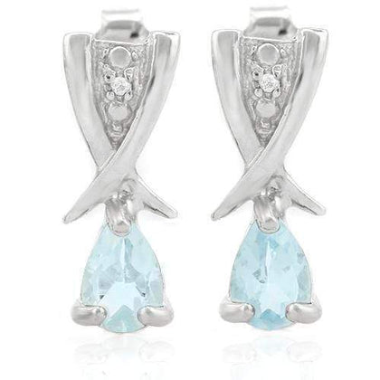 1 CARAT BABY SWISS BLUE TOPAZ   925 STERLING SILVER EARRINGS wholesalekings wholesale silver jewelry