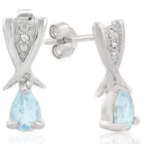 1 CARAT BABY SWISS BLUE TOPAZ   925 STERLING SILVER EARRINGS wholesalekings wholesale silver jewelry