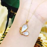 18k Gold Butterfly White Shell Pendant wholesalekings wholesale silver jewelry
