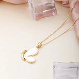 18k Gold Butterfly White Shell Pendant wholesalekings wholesale silver jewelry