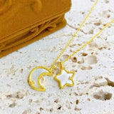 18K Gold Moon Single Pendant Inlaid White Fritillaria wholesalekings wholesale silver jewelry