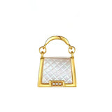 18k Gold White Shell Diamond Bag Pendant wholesalekings wholesale silver jewelry