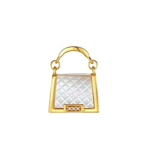 18k Gold White Shell Diamond Bag Pendant wholesalekings wholesale silver jewelry