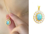 18k Yellow Gold Opal Pendant wholesalekings wholesale silver jewelry