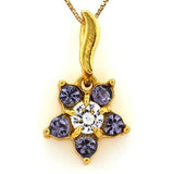 18K Yellow Gold-Plated Flower Shape Light Purple Color Stone German Silver Penda - Wholesalekings.com