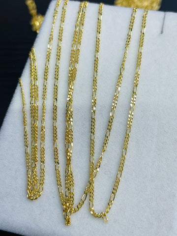 18KT SOLID GOLD FIGARO CHAIN wholesalekings wholesale silver jewelry