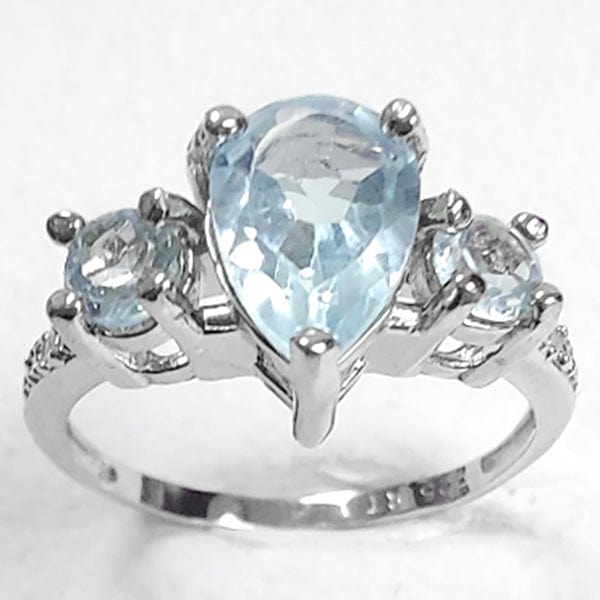 2.00 ct baby swiss blue topaz & diamond 925 sterling silver ring