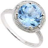 2.09 CT BLUE TOPAZ & 2 PCS WHITE DIAMOND PLATINUM OVER 0.925 STERLING SILVER RING - Wholesalekings.com
