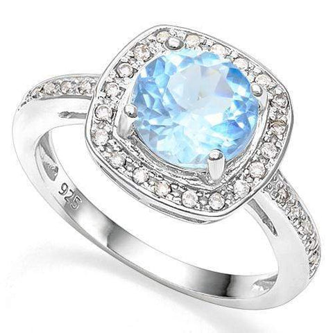 2.39 CT BABY SWISS BLUE TOPAZ & CREATED WHITE SAPPHIRE 925 STERLING SILVER RING wholesalekings wholesale silver jewelry