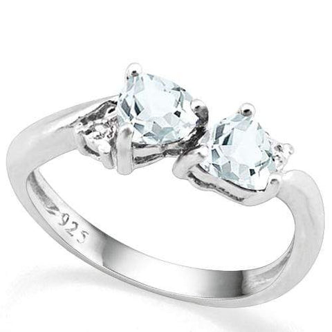 2/5 CT AQUAMARINE & DIAMOND 925 STERLING SILVER FASHION RING - Wholesalekings.com